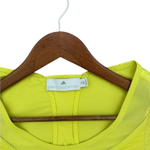Adidas X Stella McCartney Neon Yellow Mesh Detail Top Size XSmall - Picture 4 of 8